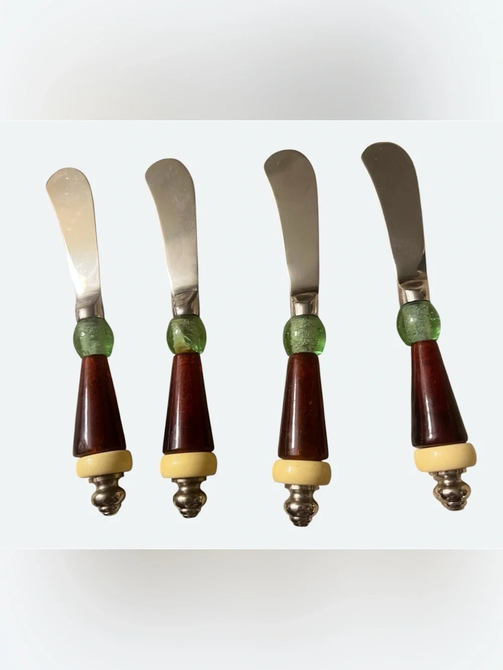Lenox Green and Burgundy Glass-Handled Spreaders - Set of 4